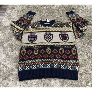 VTG Barbieri Italy‎ Sweater Men 100% Wool L Multi Color